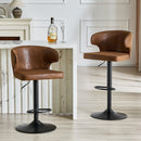 Modern rotating adjustable bar chair, suede with backrest swivel chair, suitable for kitchen bar and dining room, height adjustable, load-bearing up to 300 pounds (brown -2 pieces)