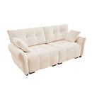 Premium Ergonomic Two-Seater Sofa with High-Resilience Foam Cushions in White Chenille for Modern Living Spaces