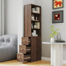 70.87' H Display Storage  Cabinet , 4-Tier Shelf, 3 Side Drawers , Modern Wooden Tall Bookshelf Bookcase for Living Room Home Office