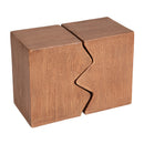 MGO Side Table Set of 2 Rectangular Outdoor Indoor Accent Table in Natural Faux Wood Color, Durable Magnesium Oxide Construction