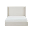 Carmen Upholstered Wingback Bed Frame in Ivory Boucle with Minimalist Design, 52.3' High Headboard, Metal and Fabric Construction, King Size