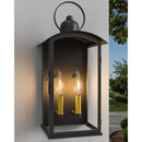 19.7 in Dusk to Dawn Outdoor Wall Sconce, Matte Black Waterproof large exterior lantern with front-open window design for patio, porch, and entry walls