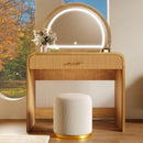 39' Makeup Vanity Table with Mirror Touch Screen Lighted Mirror, Dressing Table with Drawer for Bedroom, Natural