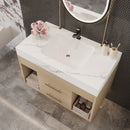 29.9' Modern Floating Bathroom Vanity with Sintered Stone Top Ceramic Undermount Sink Wall-Mounted for Small Bathrooms, Apartment