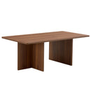 44.8 '' H x 23.6 '' W walnut colored modern triangular support tea table, lightweight and stable, perfectly integrating nature and industry