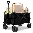 PORTABLE 400L Collapsible Wagon, Folding Wagon Cart , Beach Wagon with Big Wheels, 450LB Heavy Duty Foldable Wagon, Large Capacity Wagon for Camping, Sports, Garden, Baseball