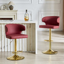 Modern rotating adjustable bar chair, PU leather belt backrest swivel chair, suitable for kitchen bar counter and dining room, adjustable height, capable of bearing 300 pounds (red -2 pieces)