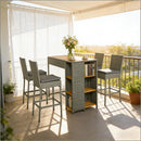 Outdoor High Top Table and Chairs,5 Piece Wicker Outdoor Bar Set