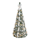 6FT Flocked Pop-Up Christmas Tree with 150 Warm White UL Lights – Pre-Decorated with  Ornaments, Snowflakes, Ribbons & Large Bow – Easy Assembly & Space-Saving Holiday Décor