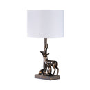 19.75' In Capreolus Bronze Western Roe Deers Polyresin Table Lamp