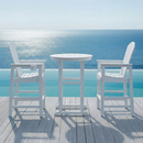 3-Piece White HDPE Indoor/Outdoor Bar Set, 42.1' Round Bar Table with 2 Bar Stools, All-Weather Patio Bistro Set for Deck, Balcony, Poolside & Coastal Use