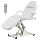 Electric Folding Salon Bed, Heavy Duty 440LBS Massage Table, Remote Control Adjustable Height PU Leather Facial Bed for Tattoo, Waxing, Spa, Medical – White