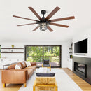 (Same as W882P212626) Modern 66 Inch Ceiling Fan With 6 Speed Wind 8 Blades Remote Control Reversible DC Motor With Light