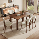 63' Solid Wood Dining Table, Rectangular Kitchen Table with Walnut Finish, Farmhouse Dinner Table for 4-6 People, Heavy-Duty Support up to 1000 lbs, Easy Assembly