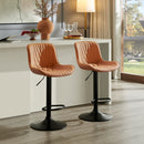 Kovyn Contemporary Adjustable Barstool with Faux Leather Swivel Seats, Set of 2, Camel