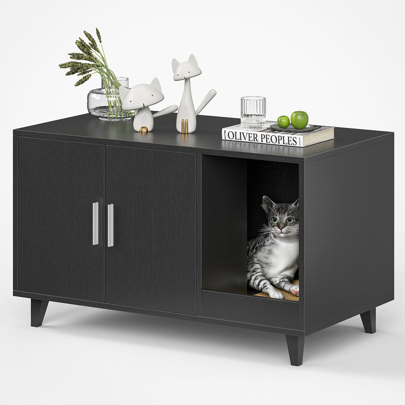 STARY Hidden Cat Litter Box Enclosure Furniture with Scratching Mat