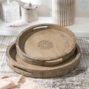 Round Mango Wood Serving Tray - 18' Rustic Brown Design for Stylish Entertaining