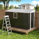 4X9 FT Metal Garden Shed with 1 Window Hinge Door Outdoor Storage