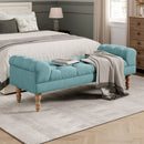Button-Tufted End of Bed Bench,Large Upholstered Ottoman,Foot Rest with Legs,Footstool with Rolled Arms,Upholstered Fabric Bench,Indoor Bench for Bedroom,Living Room,Entryway,Dusty Teal