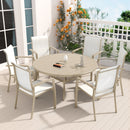 7 Pieces Patio Dining Set, Patio Furniture Set of 6 Patio Stackable Dining Chairs and 52.95' Outdoor Metal Round Table