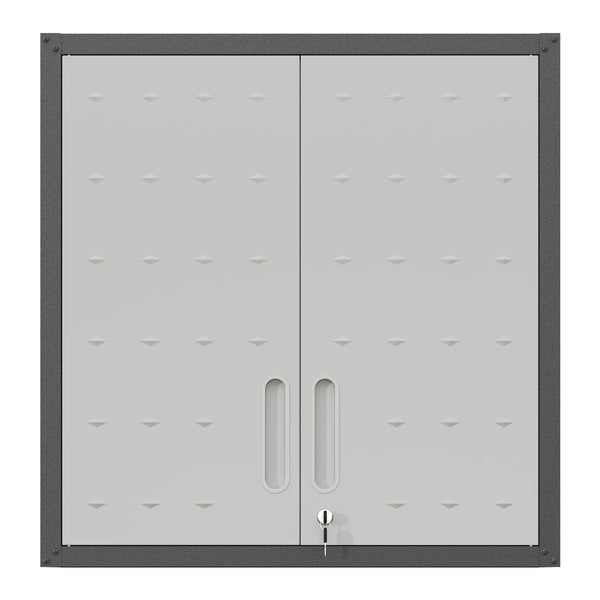 Metal Wall-Mounted Tool Storage Cabinet with Locking Door, Adjustable Shelf, Black+Gray, Metal, 30.31 x 29.53 x 11.81 inches