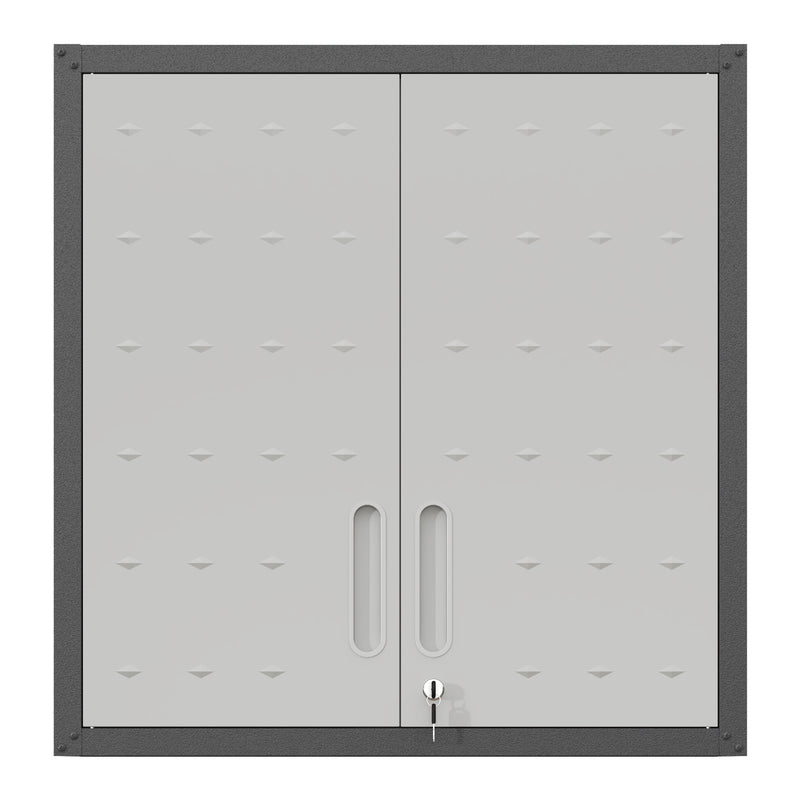 Metal Wall-Mounted Tool Storage Cabinet with Locking Door, Adjustable Shelf, Black+Gray, Metal, 30.31 x 29.53 x 11.81 inches