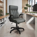 Ergonomic Faux Leather Office Chair – Ultra-Padded Executive Desk Chair with Flip-Up Armrests, Height Adjustable, Tilt Control, and Smooth-Rolling Wheels, Grey