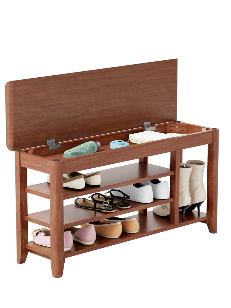 100% solid wood front door shoe rack, closet solid wood shoe bench, load-bearing 550 pounds, entryway, hallway, hallway shoe rack with space for boots