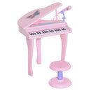 Qaba 37-Key Kids Toy Keyboard Piano Musical Electronic Instrument Grand Piano with Microphone, Stool, MP3, U-Disk, Lights for 3-6 Years, Pink
