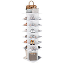 7-Tier Square Rotating Shoe Rack Tower with 360° Spinning Organizer, White