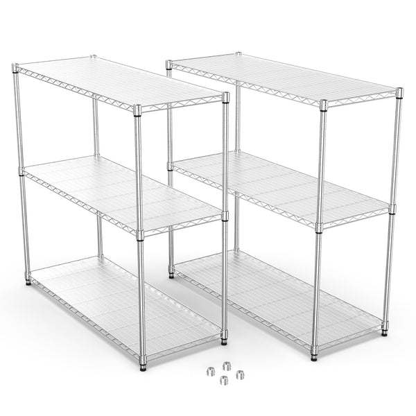2 Pack 3 Tier Shelf Wire Shelving Unit,  2P-3TWL1848-C-LKJ