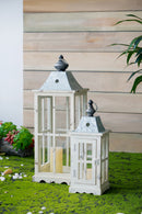 S/2 Evelyn Enclosed Lanterns With Handle,Square