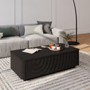 47'' Rectangle Coffee Table With Storage Modern Classic Square Spiral Grain Coffee Tables For Living Room Coffee Table With 2 Drawers (Black)