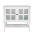 36' White Bathroom Vanity with Ceramic Sink, Solid Wood Tapered Legs, Adjustable & Open Shelves, Waterproof Painted Finish, Silver Knobs, Soft Close Hinges, White