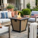 28' Propane Gas Fire Pit Table, 50000 BTU Square Steel Fire Pit  for Outside Patio Deck Garden Courtyard -Brown