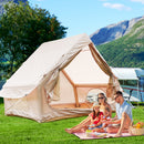 Inflatable Glamping Tent for 4-6 People, Waterproof Luxury Outdoor Tent with Pump, Khaki 410D Oxford Fabric, 118'x78.7'x78.7'