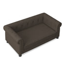 Elegant Rectangular Pet Bed for Small and Medium Dogs, Durable Elevated Dog Sofa Bed, Modern Linen Fabric - Dark Brown