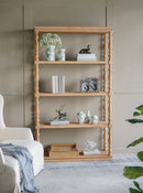 46.9x17x80.5' 5-Tier Tall Natural Wood Shelf Bookshelf with Carved Spindle Posts, Rustic/Farmhouse/French Country Storage Furniture