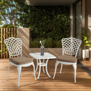 Bistro Set 3 Piece Rustproof Cast Aluminum Patio Furniture Sets 2 Chairs and 1 Round Table Outdoor, Garden, Patio, 
Balcony, with cushion white