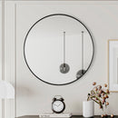 Wall Mirror 28 Inch Black Circular Mirror Metal Framed Mirror Round Vanity Mirror Dressing Mirror, for Bathroom, Living Room, Bedroom Wall Decor