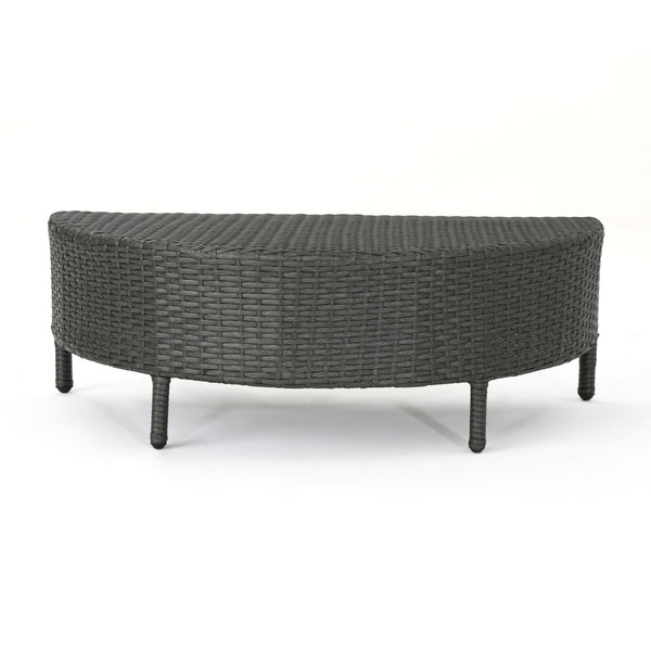 PT Limon Outdoor Coffee Table Half-Round Design Grey Rattan 35.5'