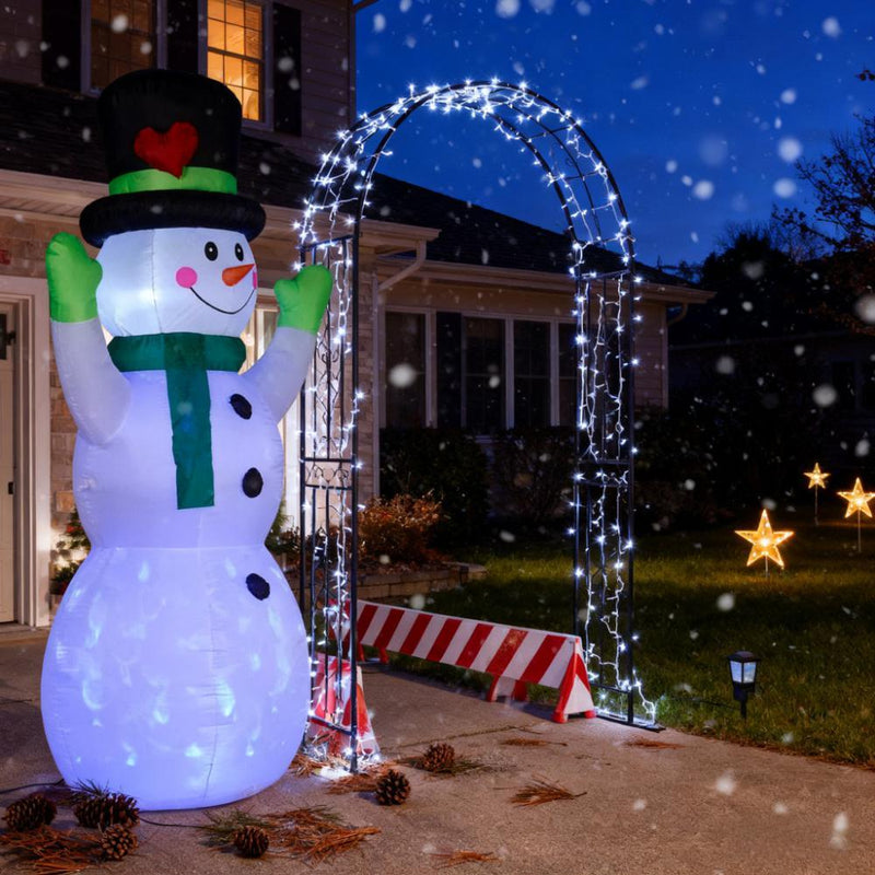 Perfect Christmas Inflatables Cheerful Snowman in Black Hat,with LED Yard Display