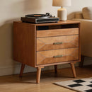 24' Nightstand with Charging Station, Keep Your Phone Charged & Bedroom Organized, Wood Bedside Table with 2 Drawers, Open Shelf & USB/Type-C Ports for Bedroom Living Room