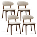 Warm Grey Flannelette Upholstered Dining Chair with Walnut Solid Wood Legs, Armless Chair Set of 4 for Kitchen, Restaurant, Living, Meeting Room