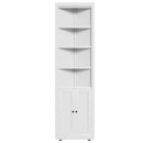 71' Tall Corner Storage Cabinet with 2 Doors, 5-Tier Metal Cabinet with Adjustable Shelves, Freestanding Kitchen Storage for Pantry, Living Room, Bathroom, Laundry Room, Space Saving Furniture, White