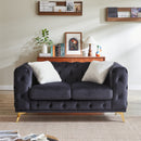 FX 61.25-inch Deluxe Velvet Sofa with Chesterfield Tufted Buttons with 2 Pillows and Metal Feet