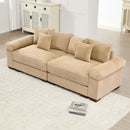 92'  Oversized Cloud Modular Sectional Couch,Corduroy Fabric Extra-Wide Armrests Throw Pillows Ergonomic Design High Resilience Cushion Easy Assembly,For Living Rooms Bedrooms,Camel