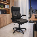 Medium Back Executive Office Chair with Flip-up Arms, Black