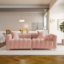 83.46'' Premium Velvet Sofa 3-Seater Loveseat, Modern Bubble Upholstered Couch with Metal Base Legs and 2 Pillows for Living Room, Bedroom.