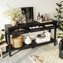 U_STYLE 59.1'' Farmhouse Entryway Table with 3 Drawers, Painted Console Table with Bottom Shelf & Iron Handles, Minimalist Sofa Table for Living Room, Hallway, Kitchen, Bedroom, Office